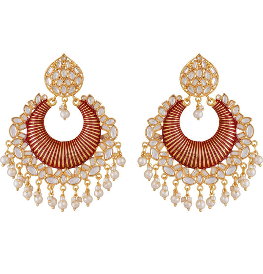 Mehroon color Bollywood style earrings