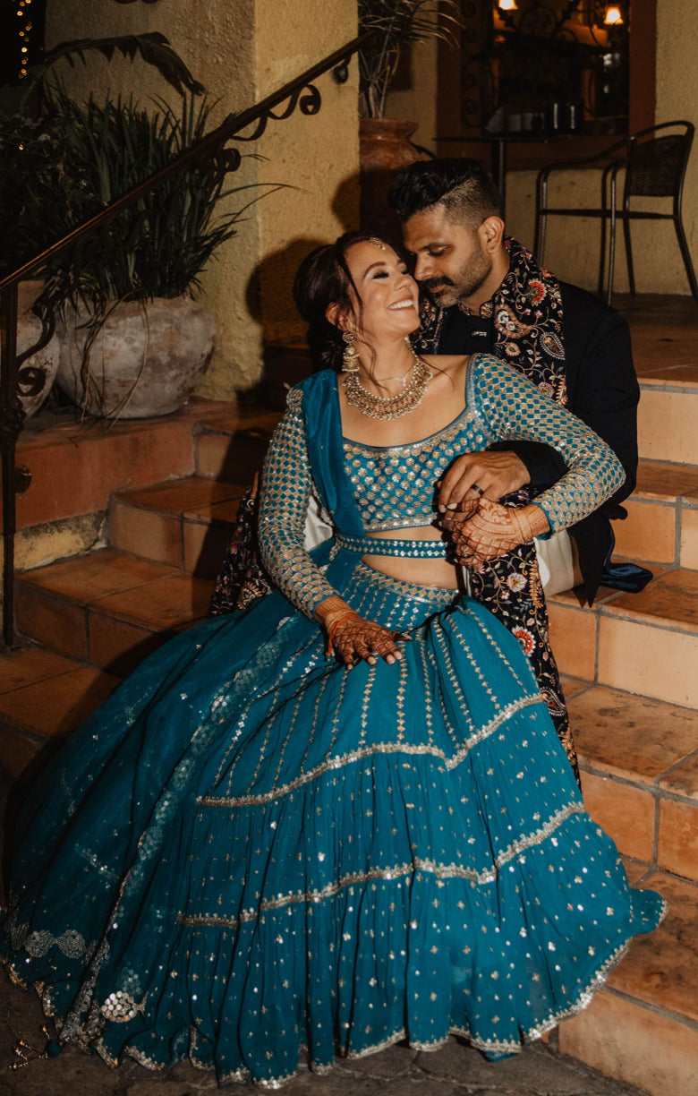 Blue color Fully both side work embroidered & hand work  Lehenga