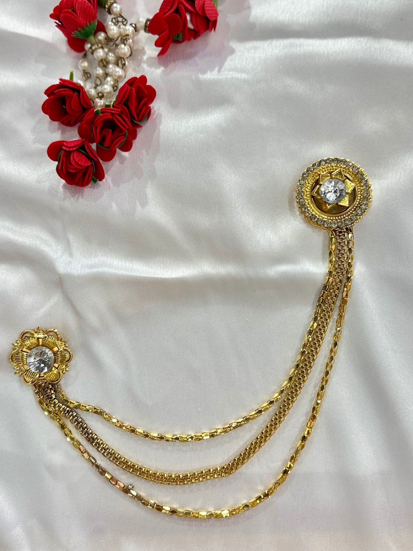 Indian Bollywood Maharaja Traditional Long Brooch Pin Badge for Achkan Sherwani Suit for Wedding Party for Groom Groomsman