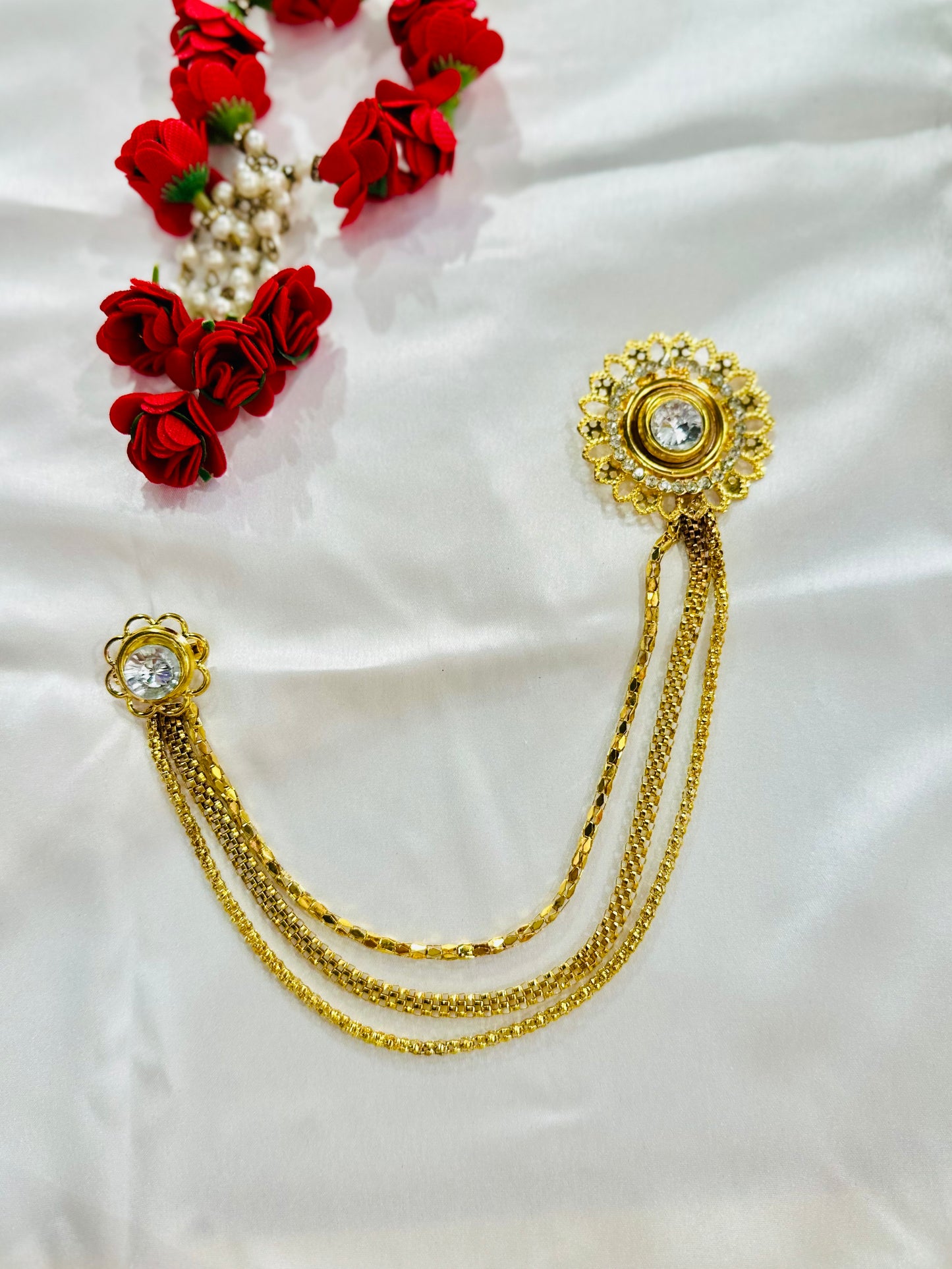 Indian Bollywood Maharaja Traditional Long Brooch Pin Badge for Achkan Sherwani Suit for Wedding Party for Groom Groomsman