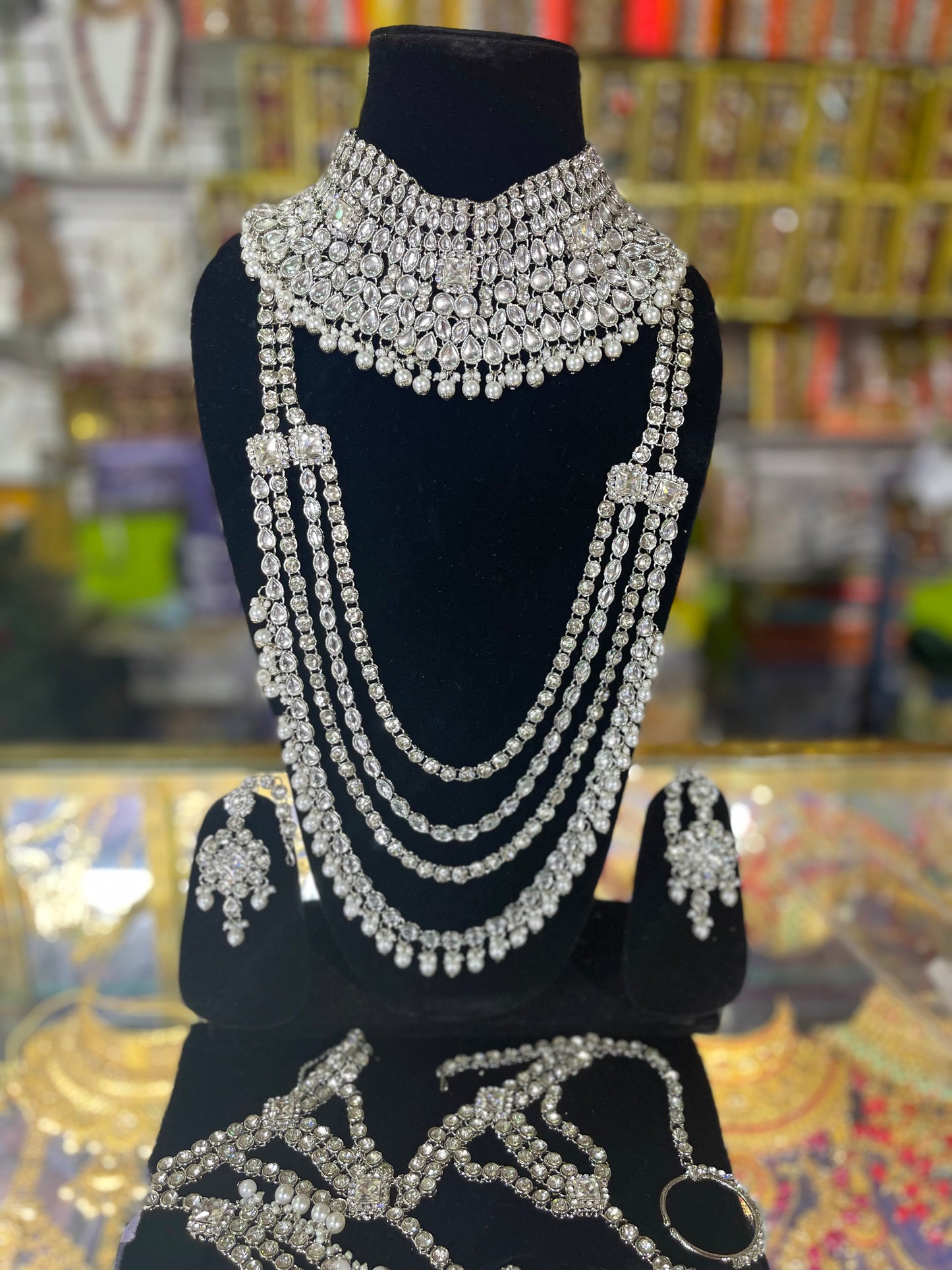 Silvar Stone Studded Bridal Jewelary Set