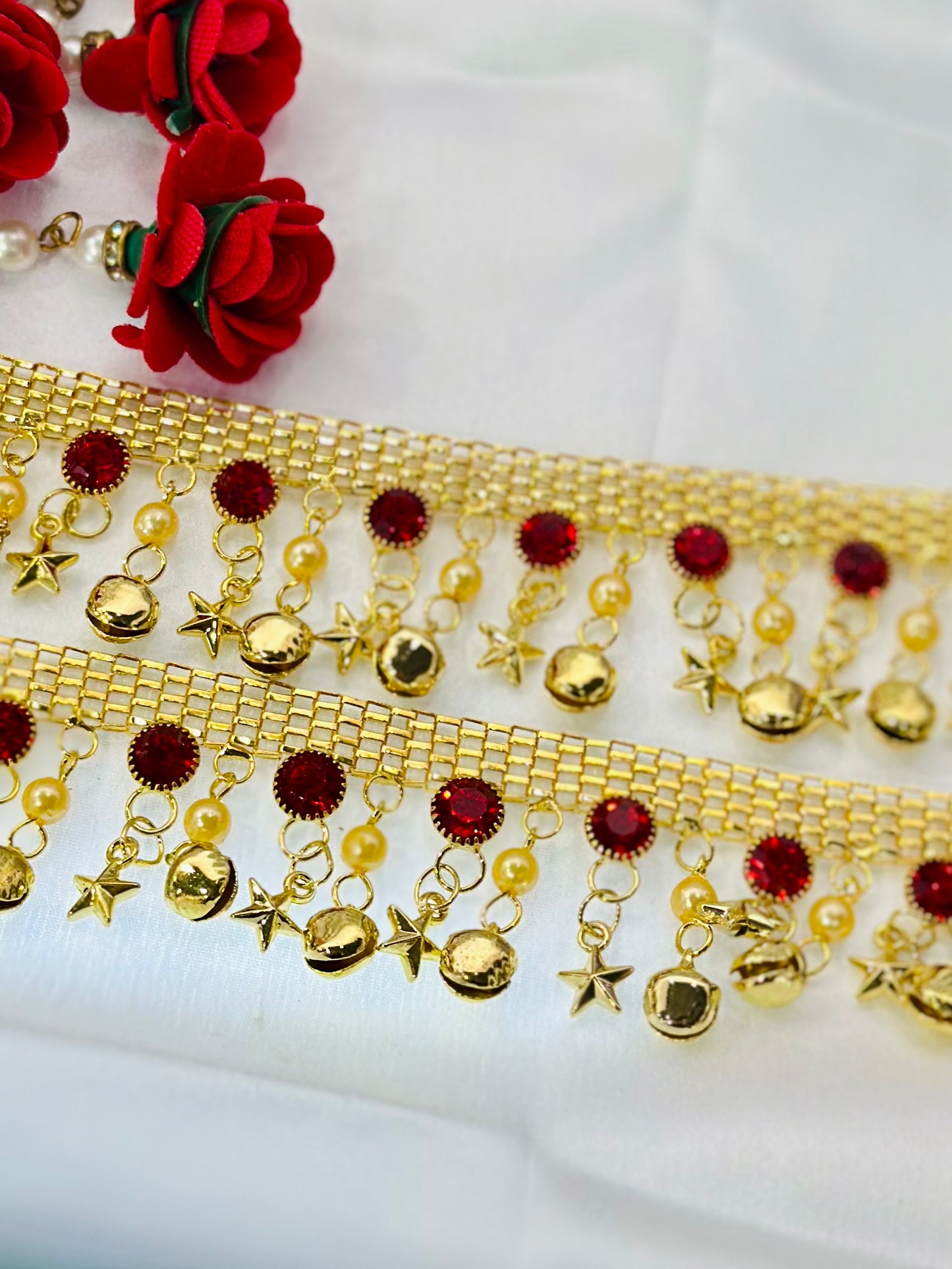 Gold & Red Stone Anklets