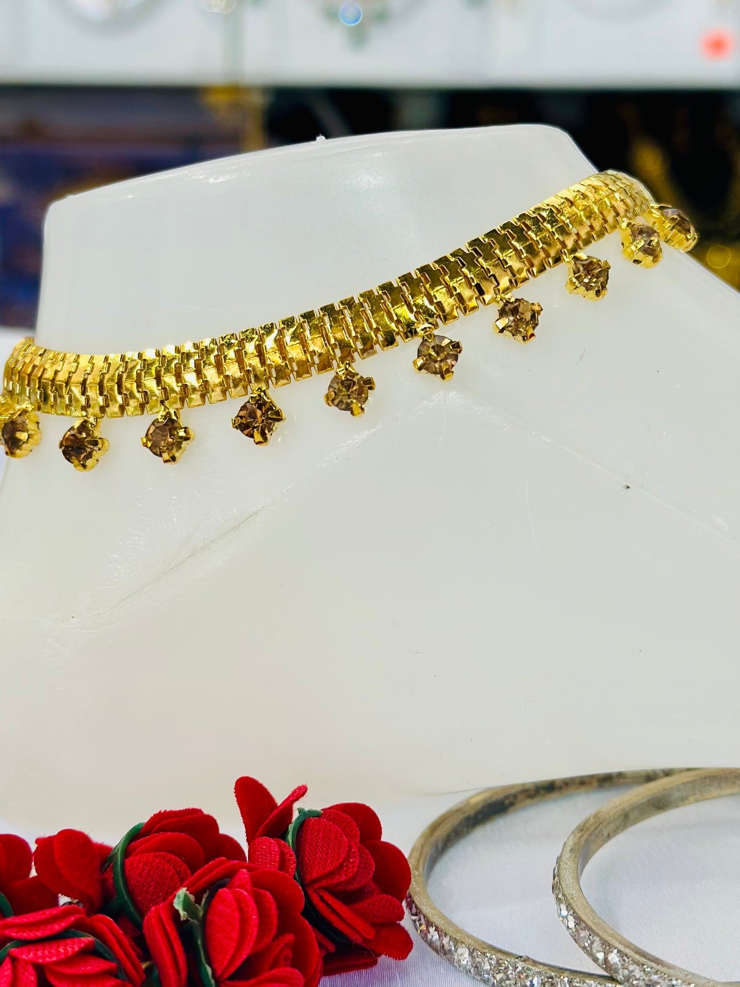 Gold Stone Anklets