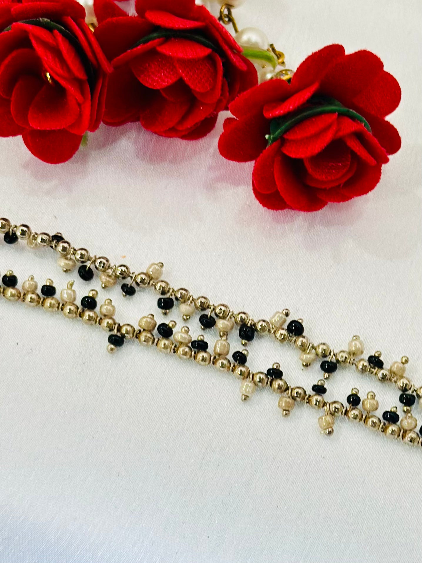 Anklets with Black & silver beads