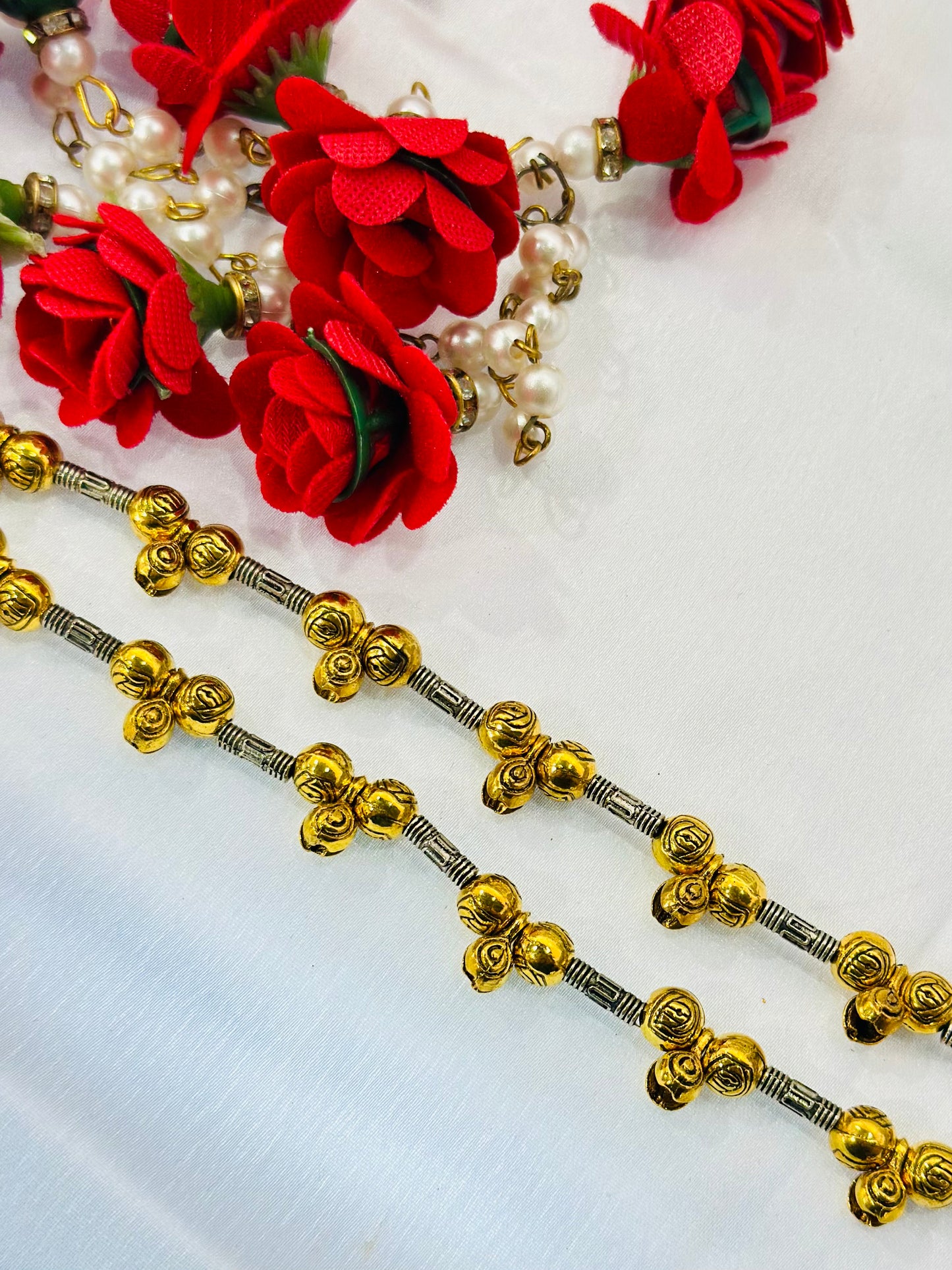 Anklets with Gold & silver beads