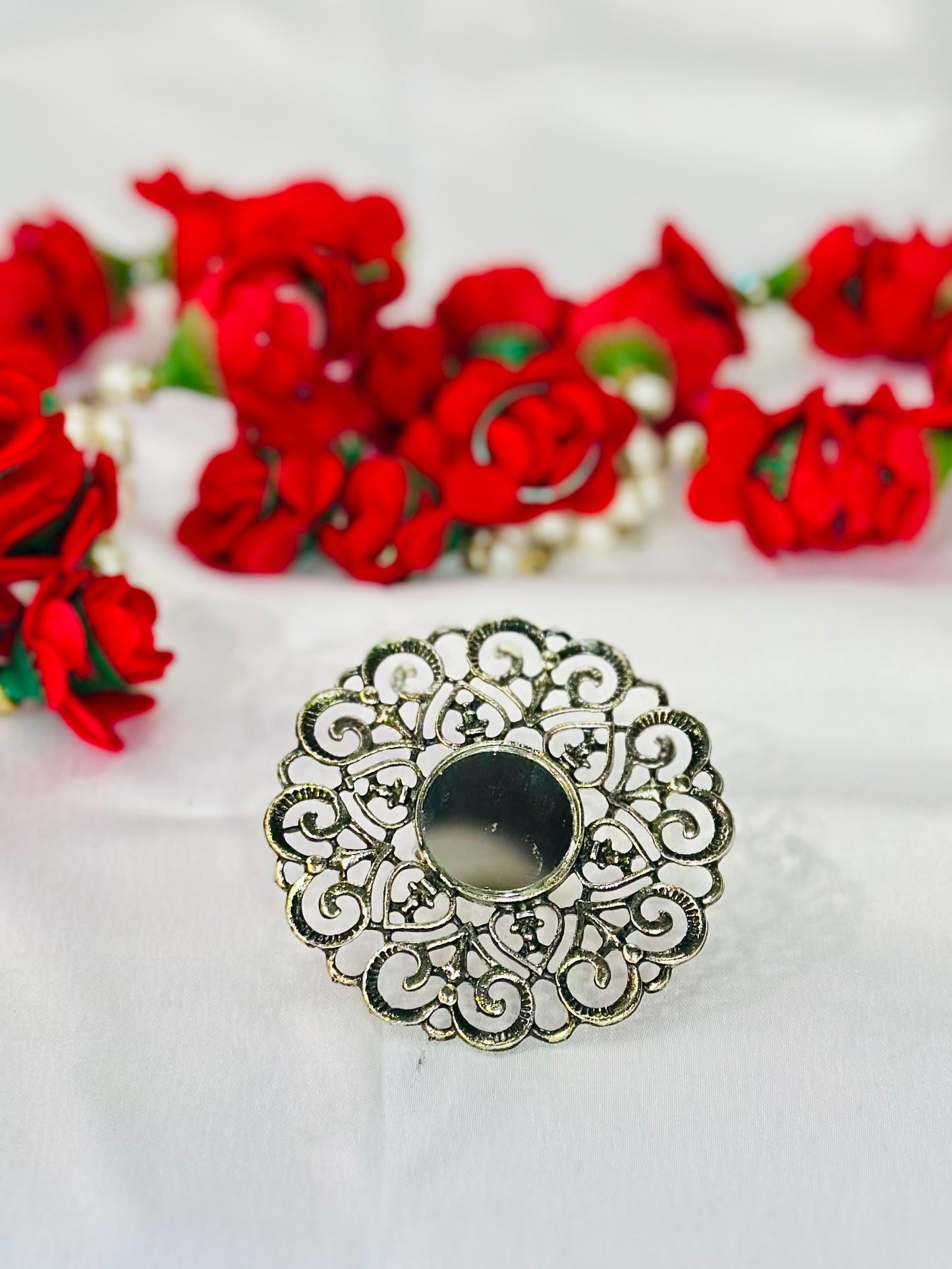 Oxidized mirror  ring (Adjustable)