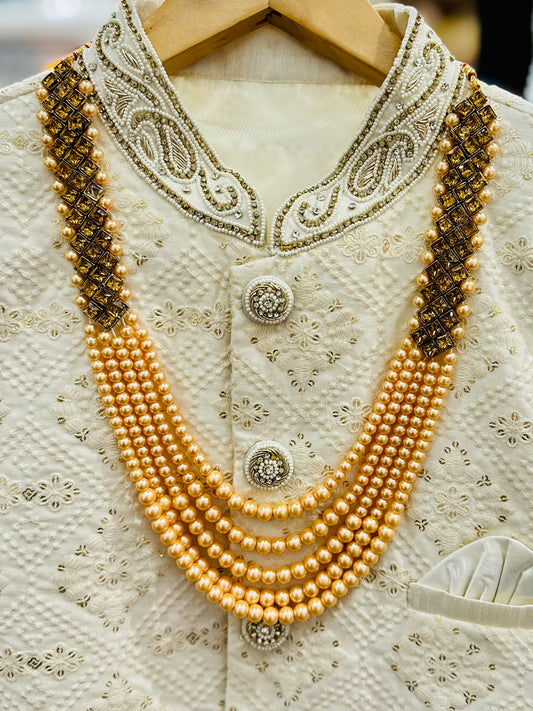 Gold Plated Indian Wedding Bollywood Dulha Moti Mala /Maharaja Haar/ Groom Necklace /Groom mens Necklace