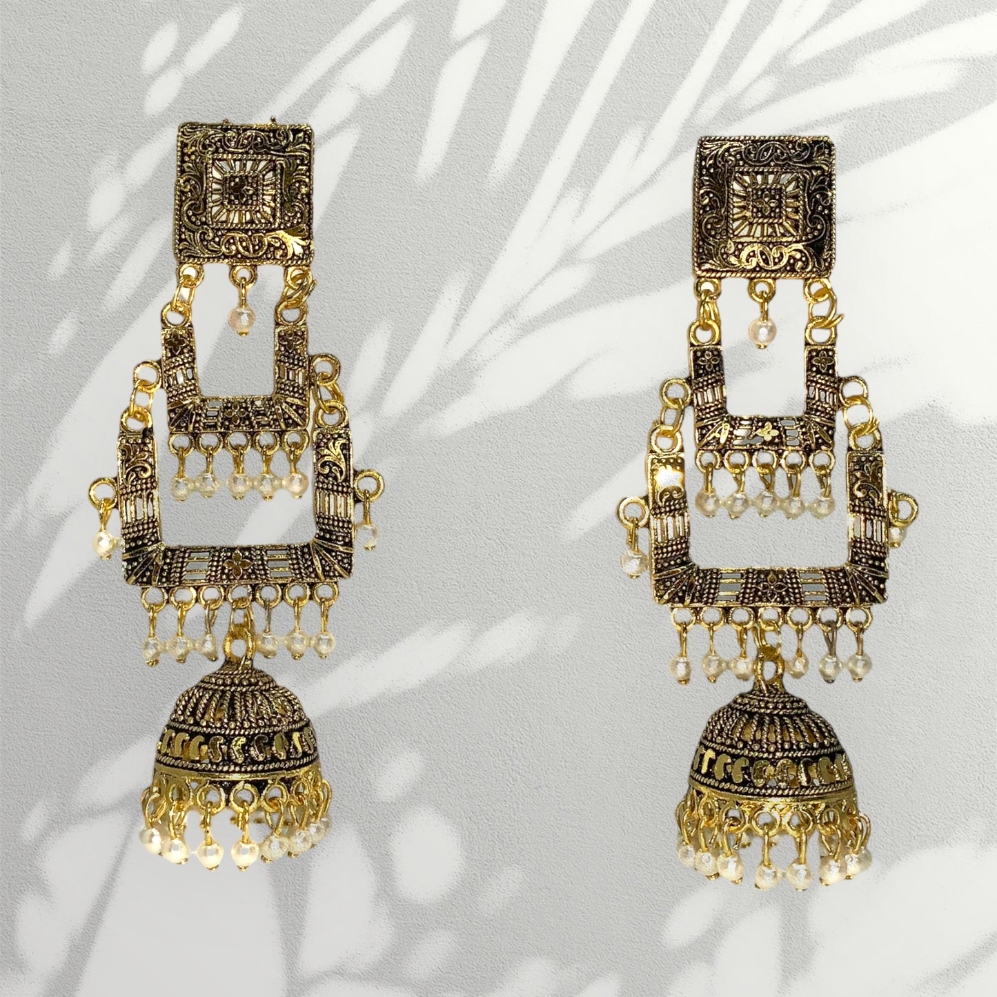 Gold Plated Oxidized Earrings