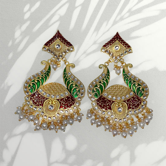 Kundan long earrings