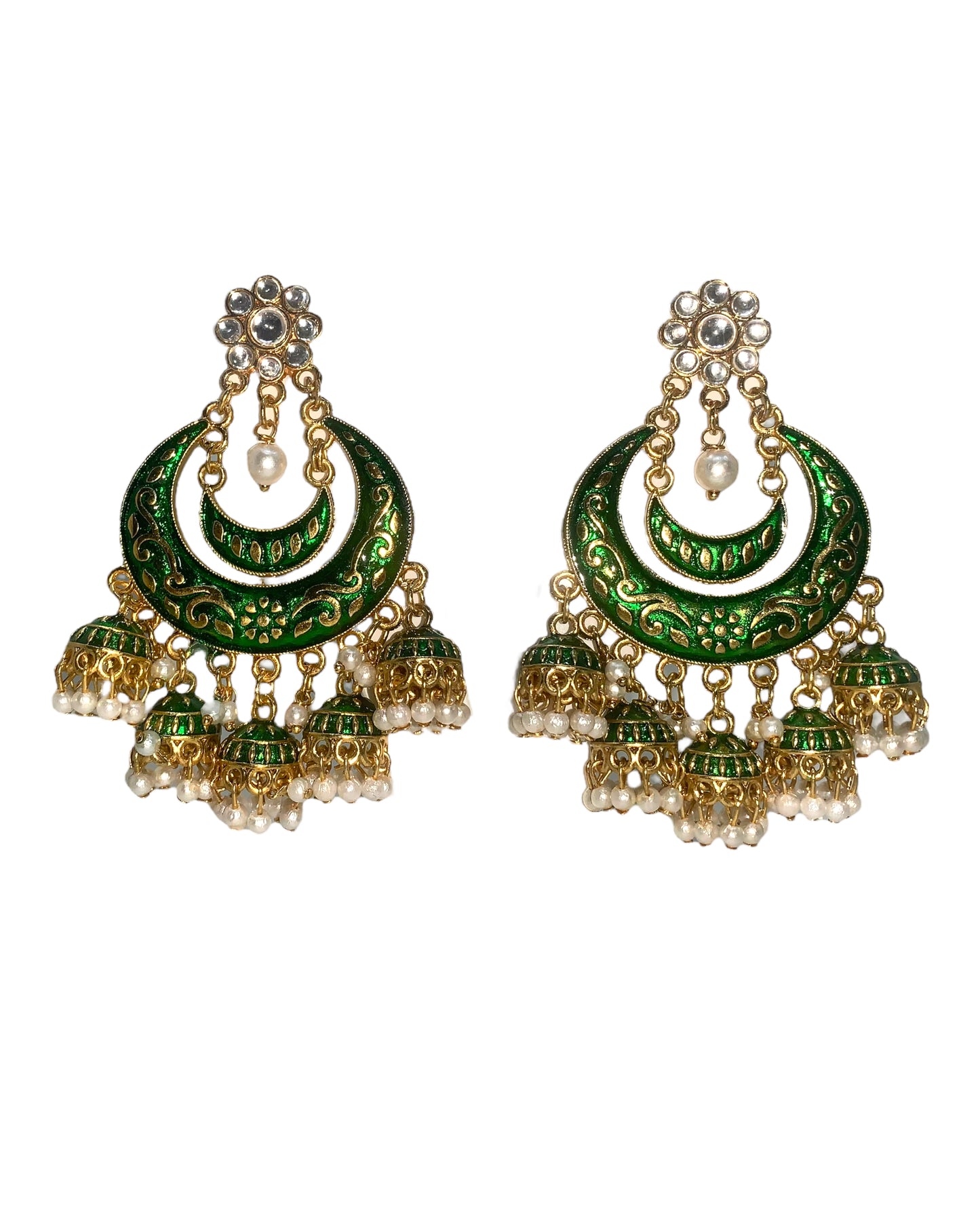 Gold Plated Green Color Meenakari work Earrings