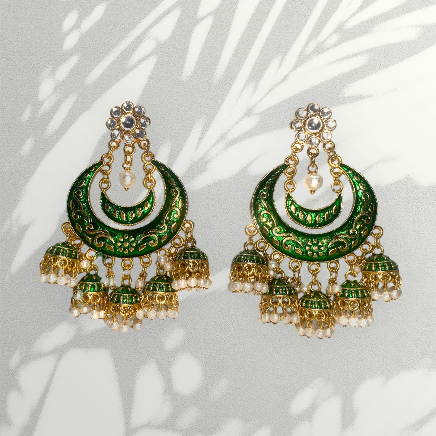 Gold Plated Green Color Meenakari work Earrings