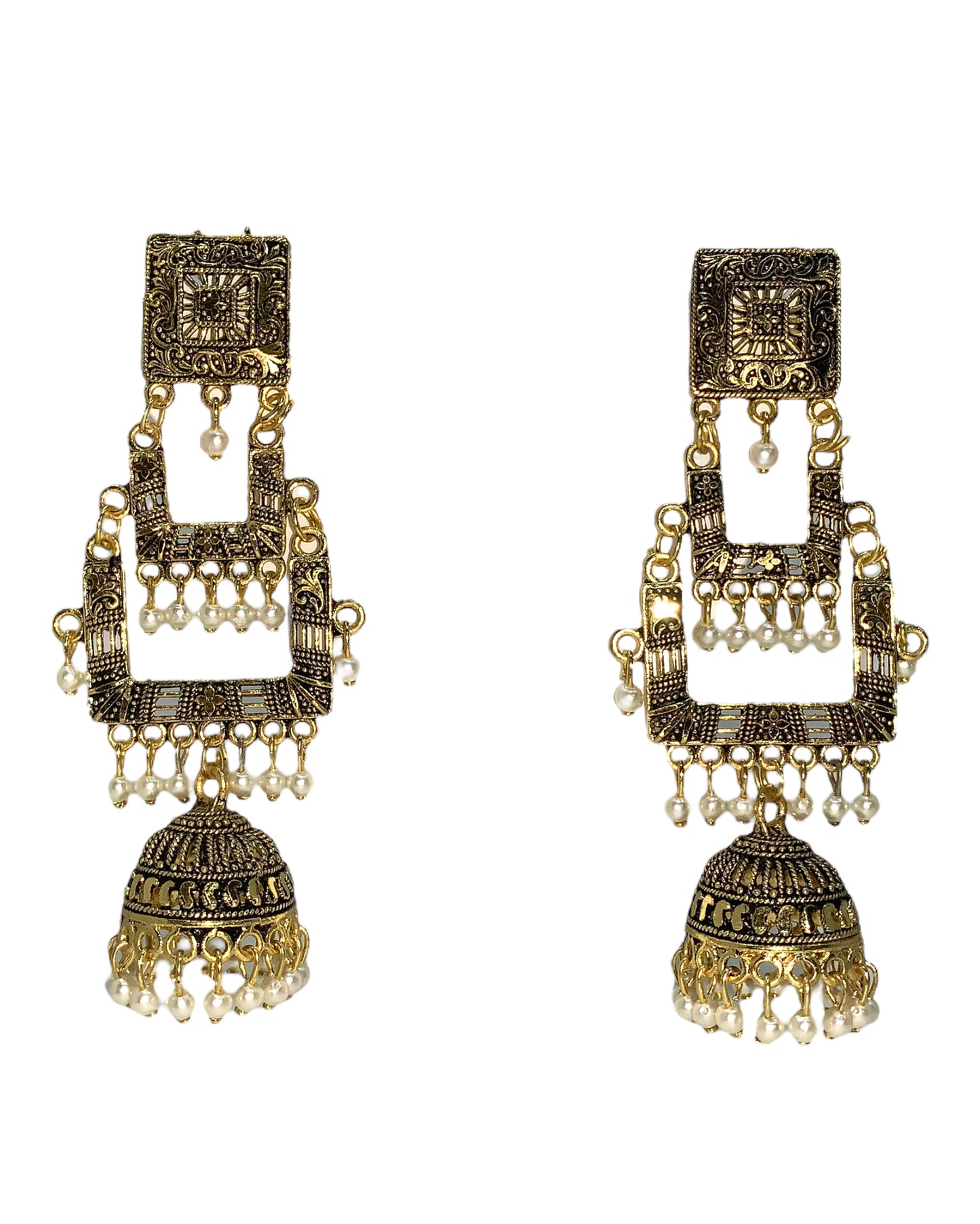 Gold Plated Oxidized Earrings