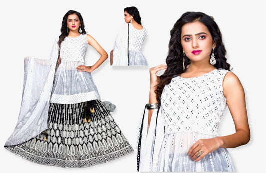 Black & white embroidered Lehenga