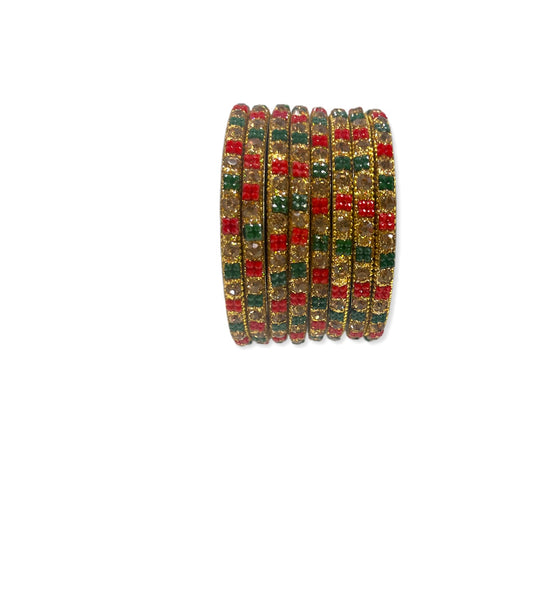 Red & Green studded bangles