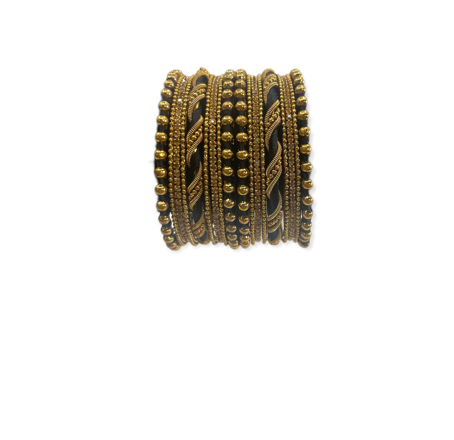 Black color stone studded bangles