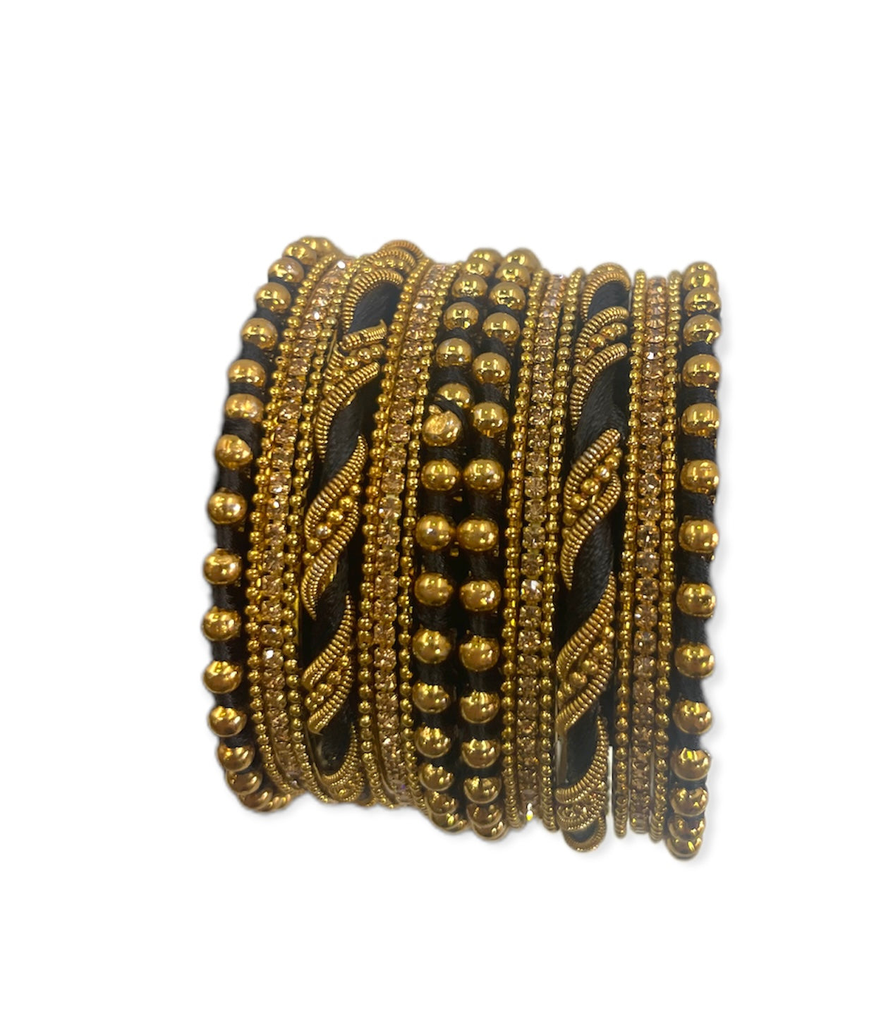 Black color stone studded bangles