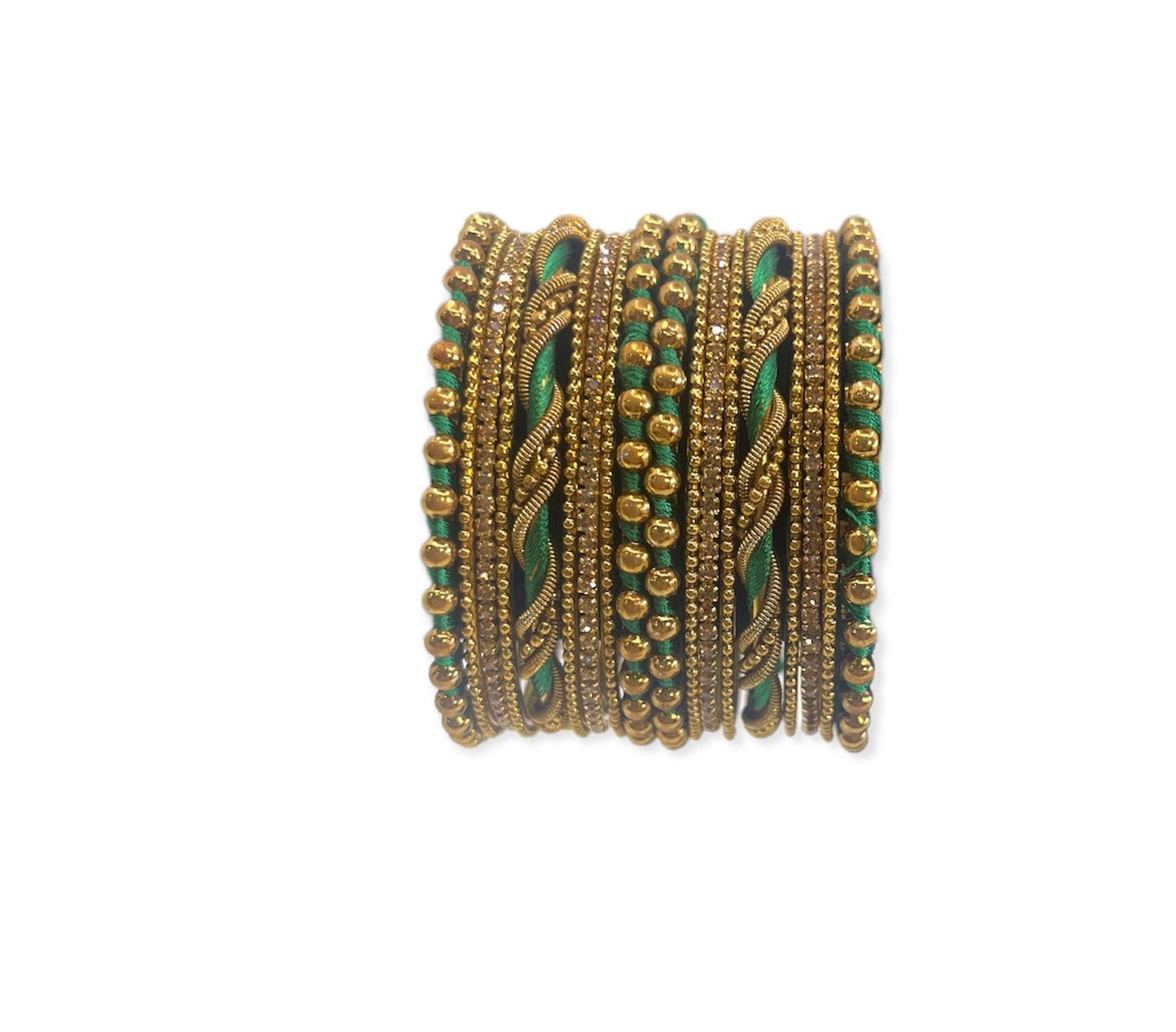 Green color stone studded bangles