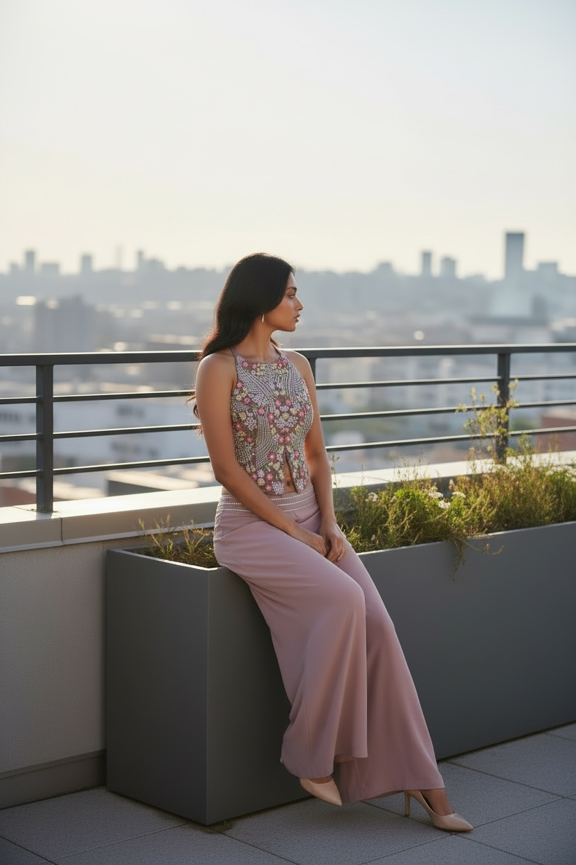 Dhoti style pant with handwork blouse