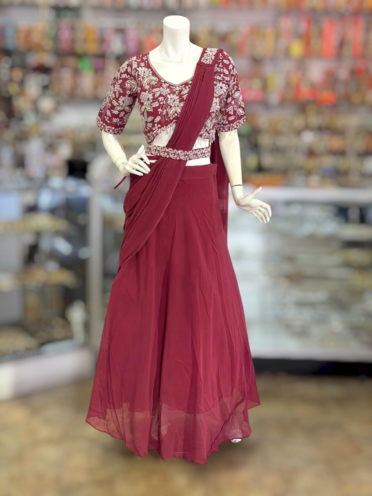 Pink color crop top Lehenga