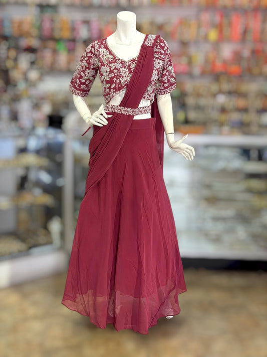 Pink color crop top Lehenga