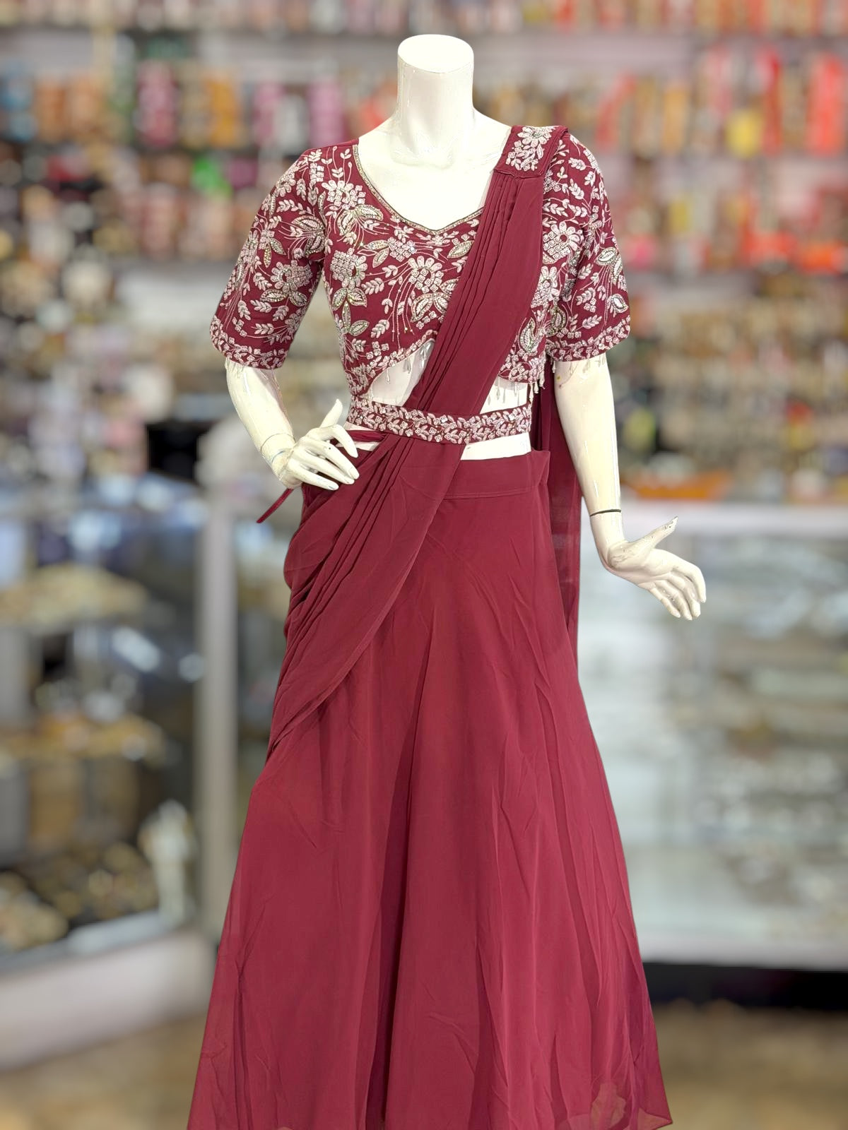 Pink color crop top Lehenga