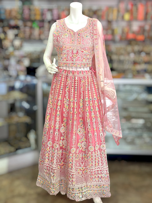 Pink color lehenga with Multi thread work