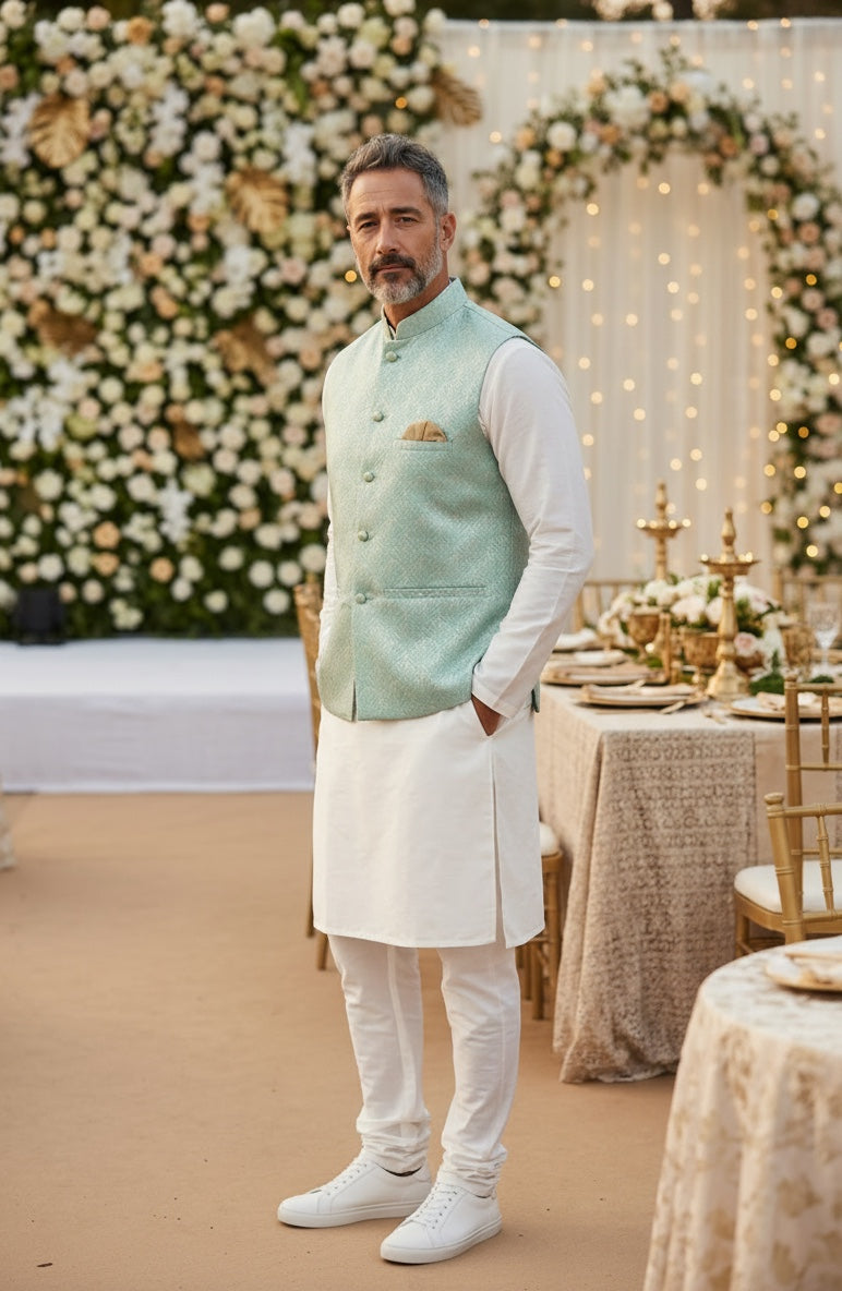 Designer sage green color Modi Nehru Jacket For Men | vest Coat | Jacket for kurta