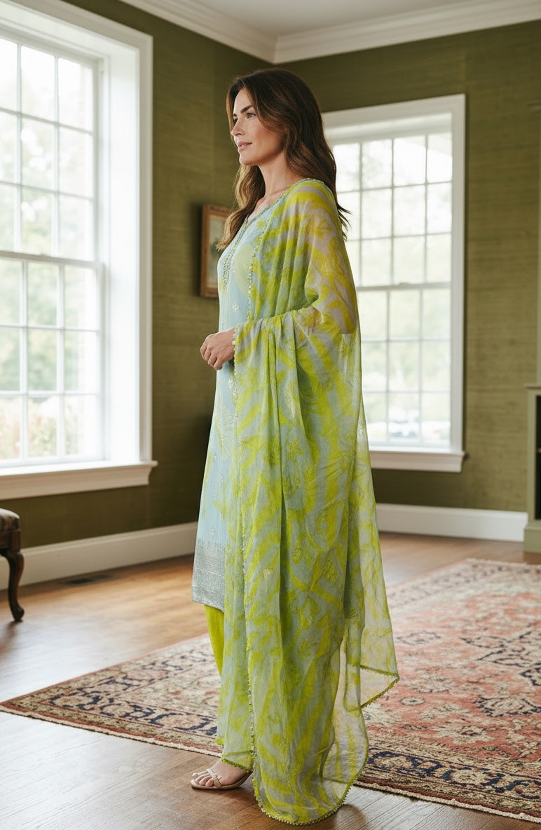 Beautiful modern looking strap suit with tulip pant
