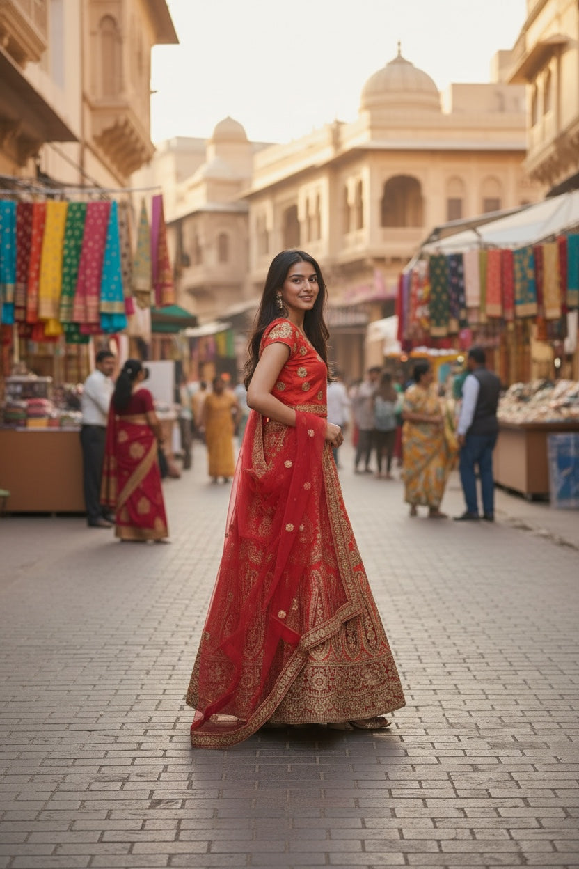 Beautiful bridal lehenga in pink color