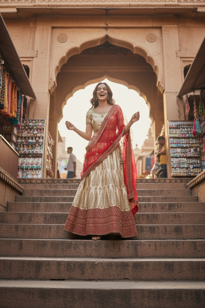 Beautiful bridal lehenga in Gold color